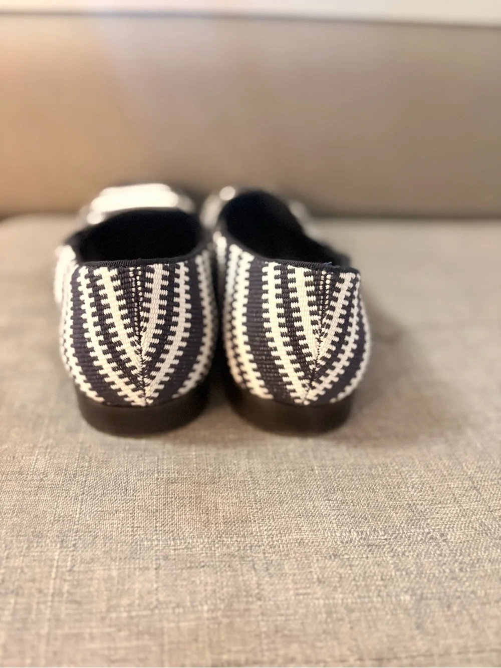 Aldo Men’s Navy and White Striped Woven Loafers
